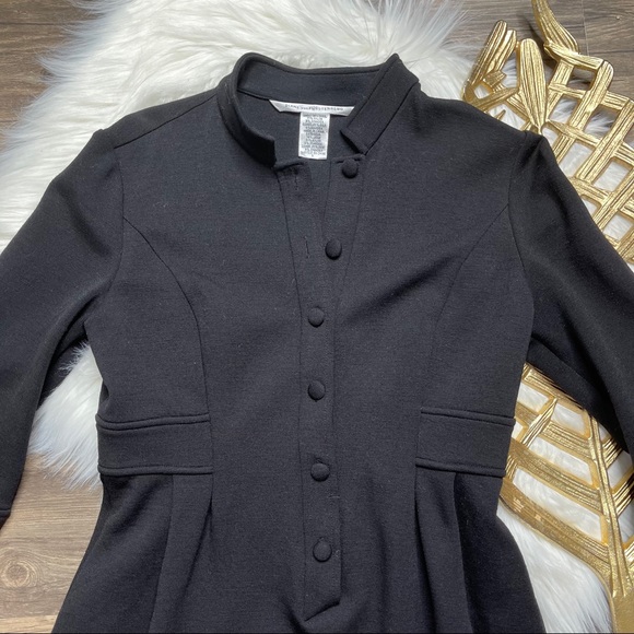 Diane Von Furstenberg Half Button Down Black Dress - Picture 2 of 12